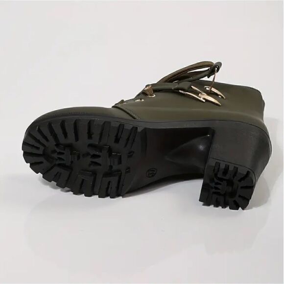 Black Platform Boots Chunky Heel Lace-Up Detail, Casual Buckle Ankle New Women's - Picture 6 of 6